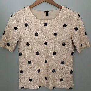 J. Crew Polka Dot Sequined Crew Neck Tee